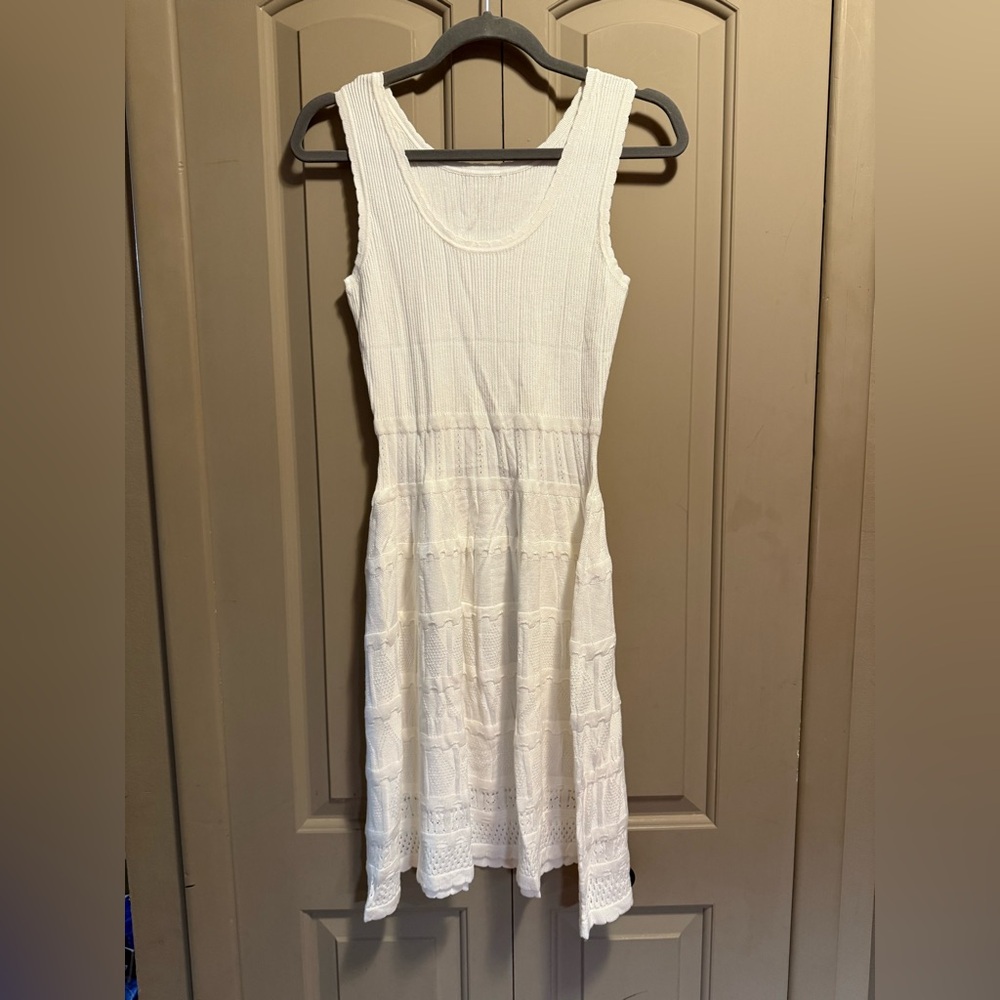 Elegant White Knit Dress.